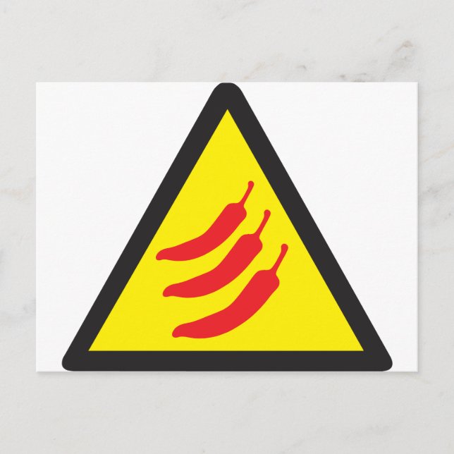 Hot Chilli Pepper Three Warning Sign Postcard (Front)