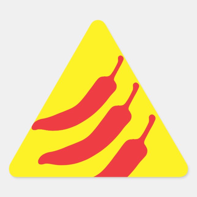 Hot Chilli Pepper Three Warning Sign Triangle Sticker (Front)
