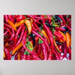 Hot Chilli Peppers At Farmers Market In Madison Poster
