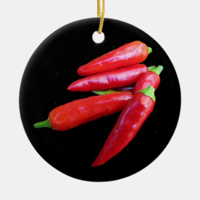 Hot Chilli Peppers Ceramic Tree Decoration (Front)