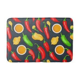 Hot Chilli Peppers Pattern Bath Mat