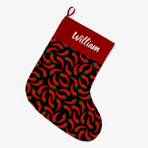 Hot Chilli Peppers Pattern Large Christmas Stocking