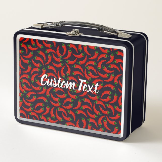 Hot Chilli Peppers Pattern Metal Lunch Box (Front)