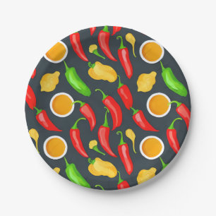 Hot Chilli Peppers Pattern Paper Plate