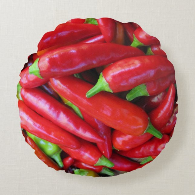 Hot Chilli Peppers Round Throw Pillow (Front)