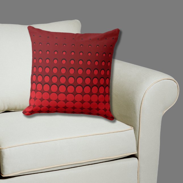 Hot Chilli Red & Black Halftone Dots Cushion (Red Pillow Halftone Pattern)