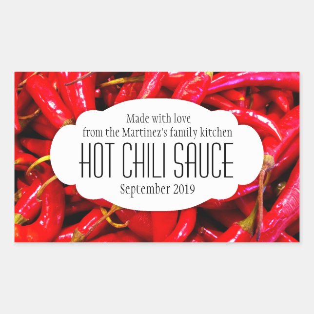 Hot chilli sauce or chilli food label sticker (Front)