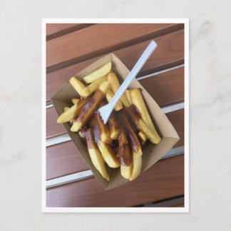Hot chips drenched in gravy and chicken salt postcard