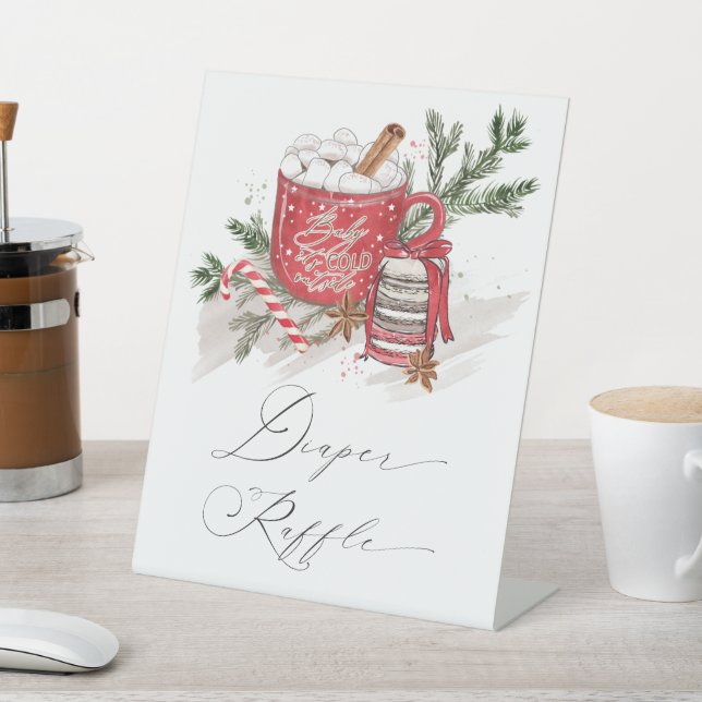 Hot Chocolate and Cookies Winter Baby Shower  Pedestal Sign (In SItu)