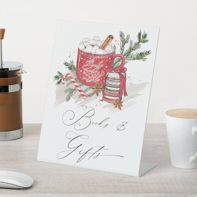 Hot Chocolate and Cookies Winter Baby Shower  Pedestal Sign (In SItu)