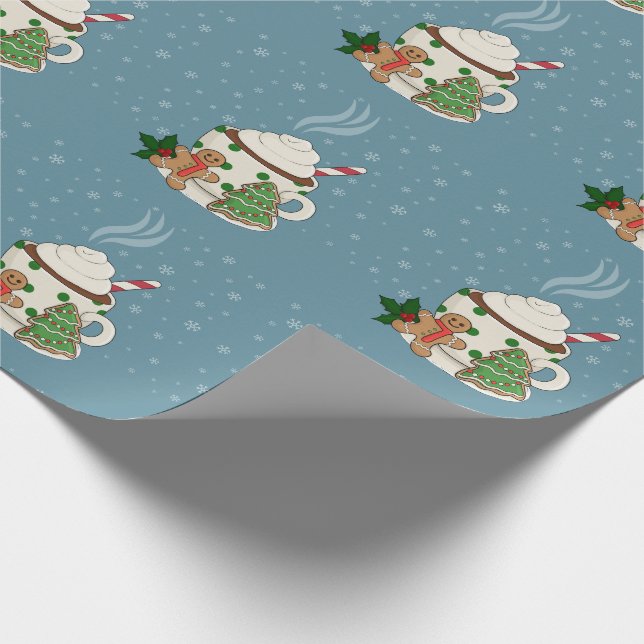 Hot Chocolate and  Gingerbread Cookies - Christmas Wrapping Paper (Corner)