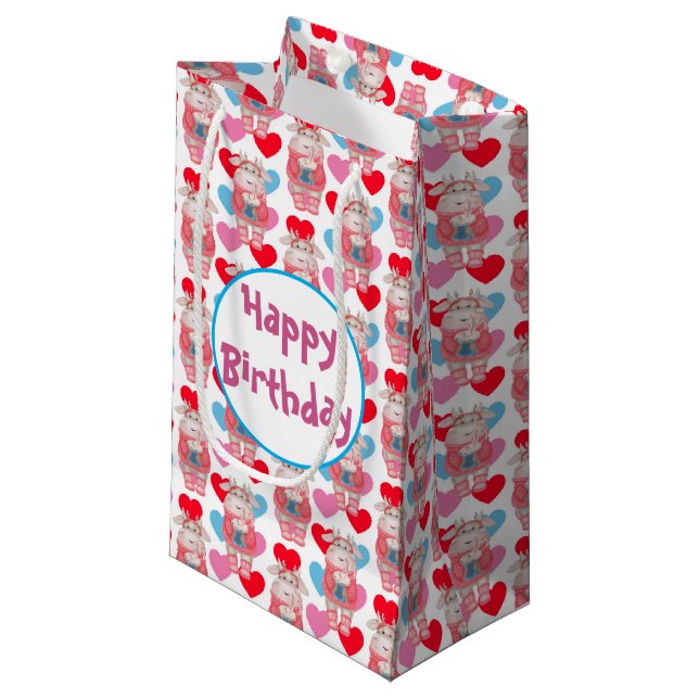 Hot Chocolate And Hearts Gift Bag (Front Angled)