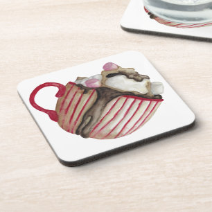 Hot chocolate and marshmallows cocoa sundae coaster