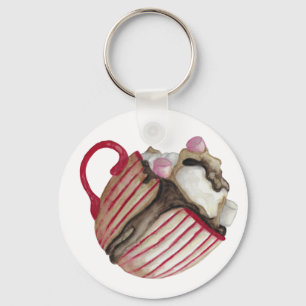 Hot chocolate and marshmallows cocoa sundae key ring