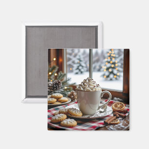 Hot Chocolate and Sugar Cookies Festive Christmas Magnet