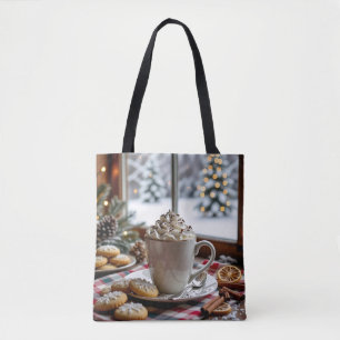 Hot Chocolate and Sugar Cookies Festive Christmas Tote Bag