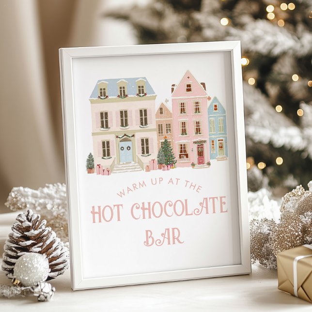 Hot Chocolate Bar Christmas village Baby Shower Poster (Creator Uploaded)