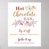Hot Chocolate Bar Menu Wedding Engagement Party