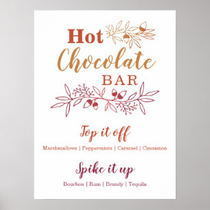 Hot Chocolate Bar Menu Wedding Engagement Party Poster