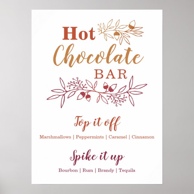 Hot Chocolate Bar Menu Wedding Engagement Party Poster (Front)