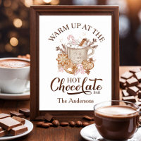 Hot Chocolate Bar Sign Beige Christmas Poster