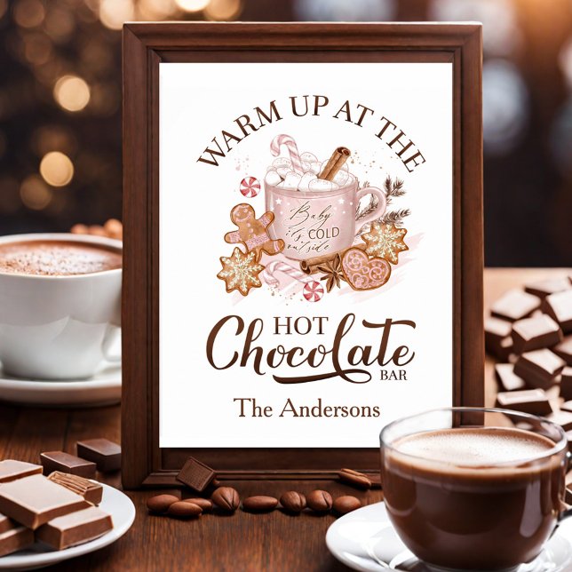 Hot Chocolate Bar Sign Pink Christmas Poster (Hot Chocolate Bar Sign Pink Christmas Poster)