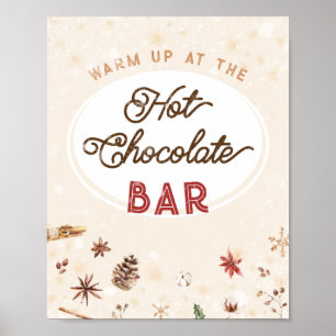 Hot Chocolate Bar Winter Holiday Cocoa Retro Home  Poster
