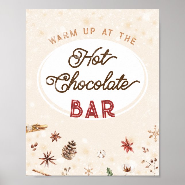 Hot Chocolate Bar Winter Holiday Cocoa Retro Home  Poster (Front)