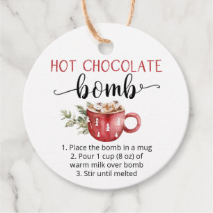 Hot chocolate bomb cute watercolor  favour tags