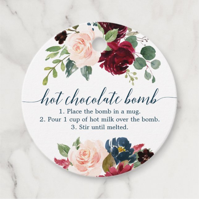 Hot Chocolate Bomb Favour Tag Instructions (Front)