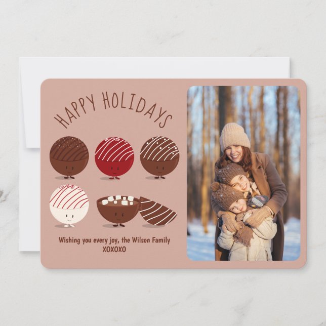 Hot Chocolate Bomb Happy Holidays Photo Holiday Card (Front)