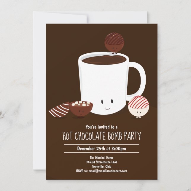 Hot Chocolate Bomb Hot Cocoa Party Invitation (Front)