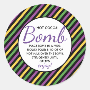 Hot Chocolate Bomb Mardi Gras Classic Round Sticker