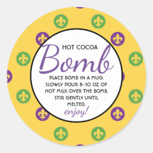 Hot Chocolate Bomb Mardi Gras Classic Round Sticker