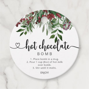 Hot chocolate bomb tag. Evergreen hot cocoa bomb Favour Tags