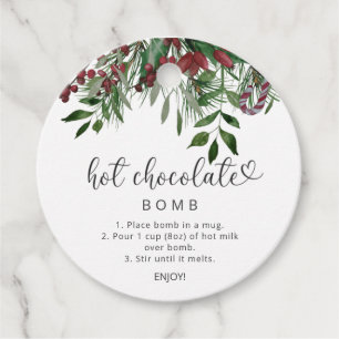 Hot chocolate bomb tag. Evergreen hot cocoa bomb Favour Tags