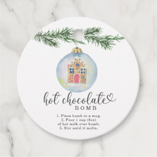 Hot chocolate bomb tag. Watercolor winter Favour Tags