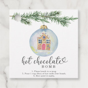 Hot chocolate bomb tag. Watercolor winter Favour Tags