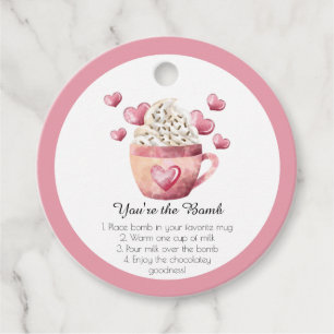 Hot Chocolate Bomb You're the Bomb Valentine's Favour Tags
