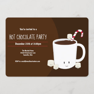 Hot Chocolate Brown Christmas Party Horizontal Invitation
