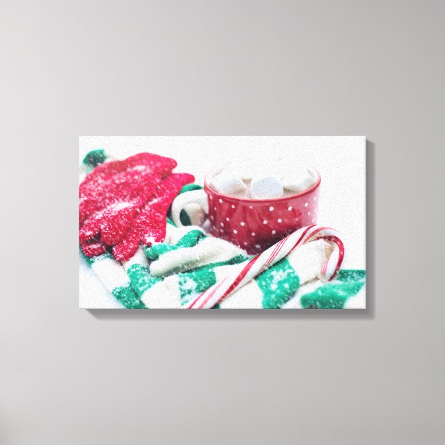 Hot Chocolate & Candy Cane Christmas Canvas Print (Front)