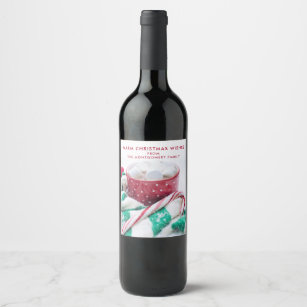 Hot Chocolate & Candy Cane Christmas Wine Label