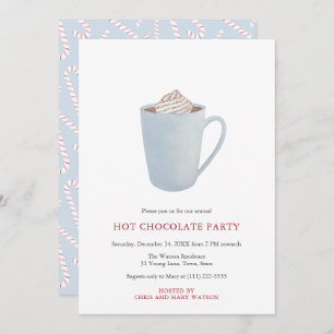 Hot Chocolate Candy Cane Cocoa Christmas Party Invitation