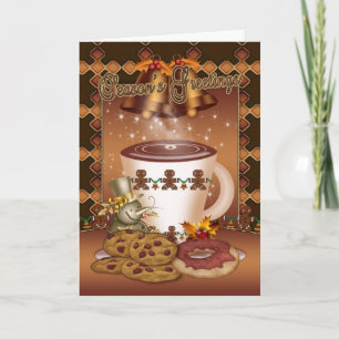 Hot Chocolate Christmas Card Bells And Holly