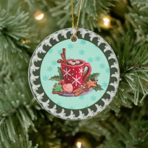 Hot Chocolate Christmas Ceramic Tree Decoration