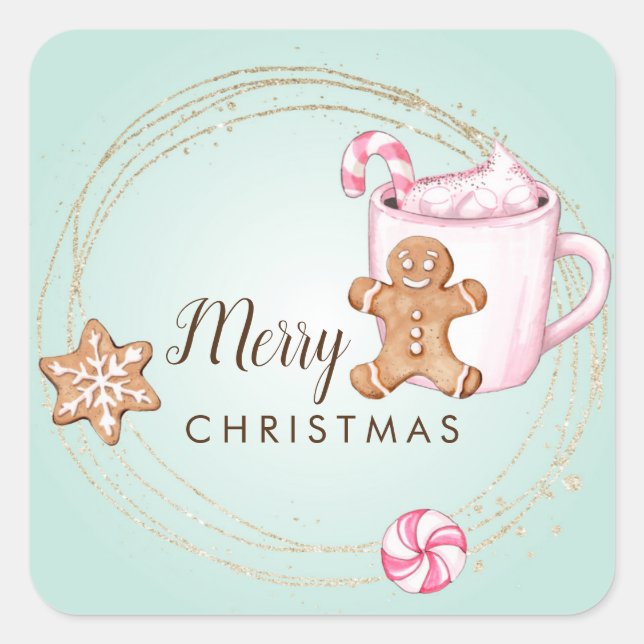 Hot chocolate Christmas gift stickers (Front)