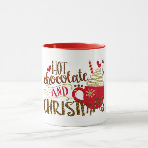 Hot Chocolate & Christmas Holiday Glitter Sparkle Mug