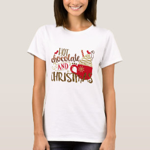 Hot Chocolate & Christmas Holiday Glitter Sparkle T-Shirt