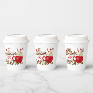 Hot Chocolate & Christmas Whimsical Holiday Paper Cups