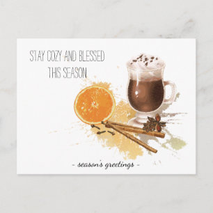 Hot Chocolate Cinnamon Orange Season Greetings Holiday Postcard